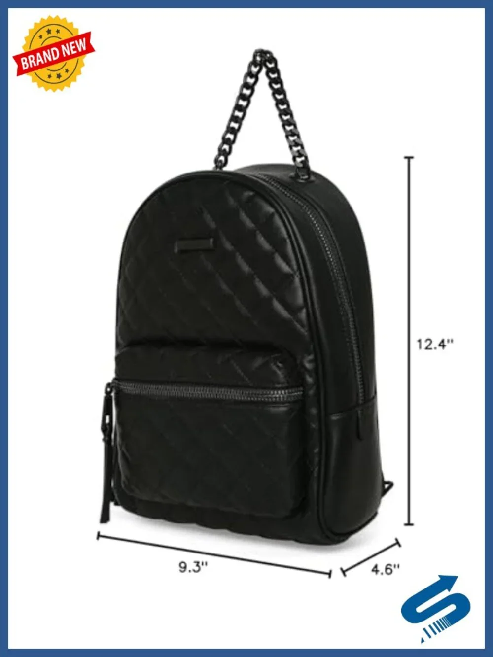 Faux Leather Medium Backpack with 2 Compartments